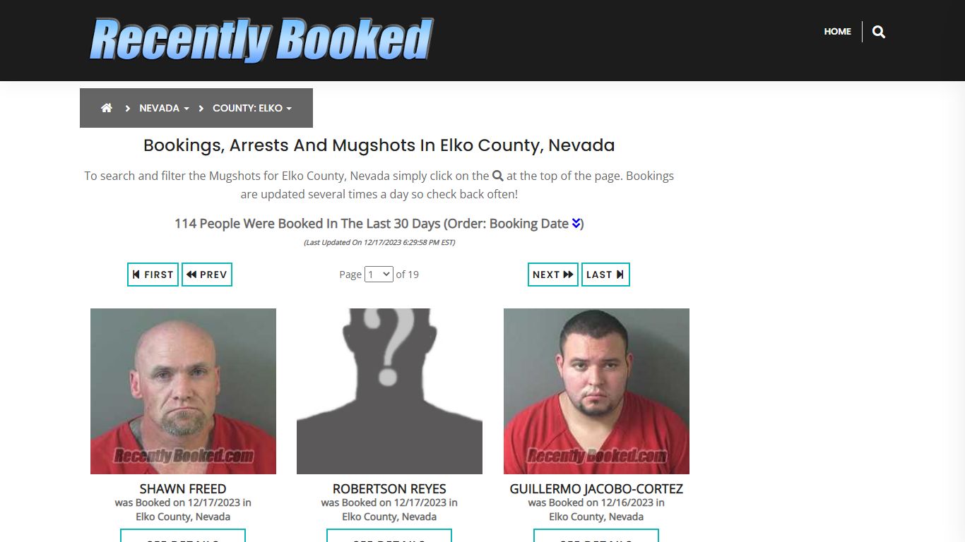Recent bookings, Arrests, Mugshots in Elko County, Nevada - Recently Booked