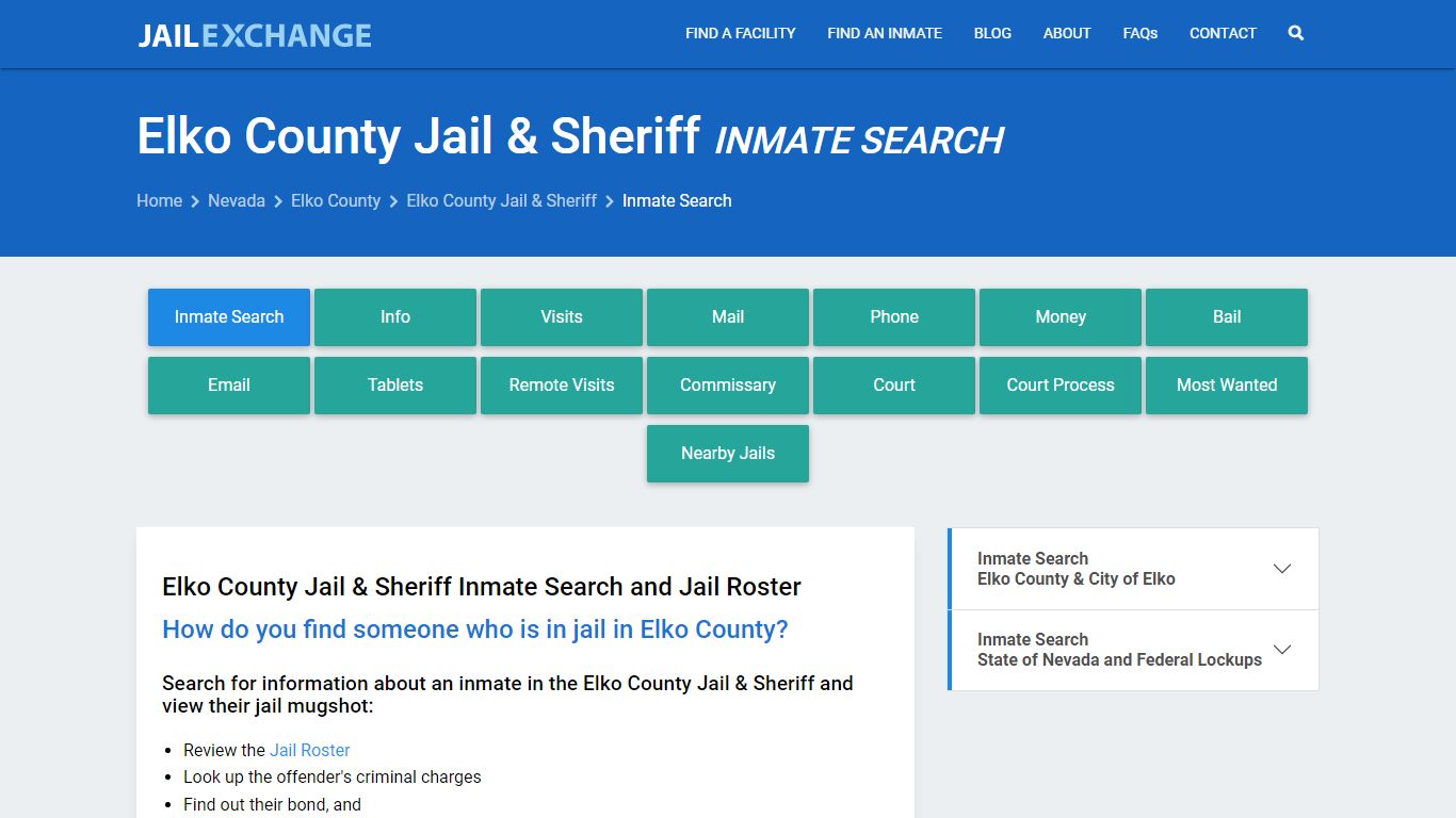 Inmate Search: Roster & Mugshots - Elko County Jail & Sheriff, NV
